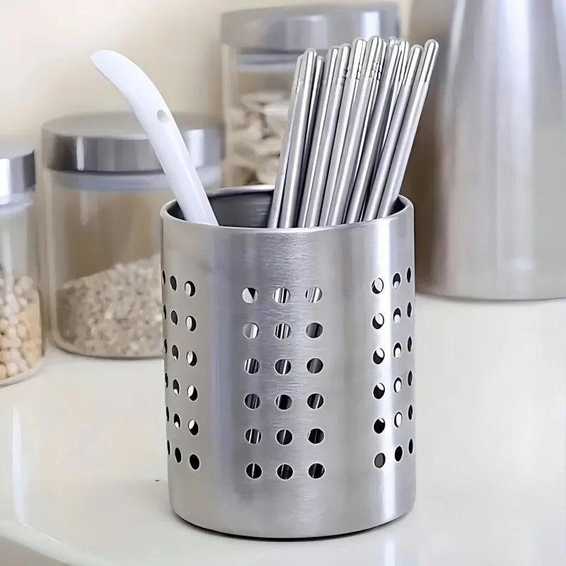 Home Cooking Utensils - # Nieuw. RVS Cilindrische Bestekopbergdoos Bestekhouder