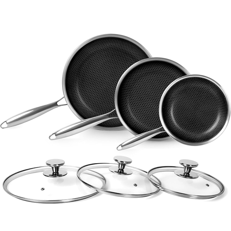 Crepe Pan Nonstick - Rvs Koekenpan Met Deksel Honingraat Non