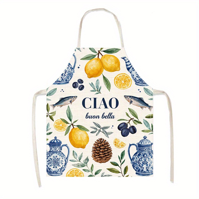 Home Cooking In Italian - 1pc 2D Platte Linnen Schort Ciao