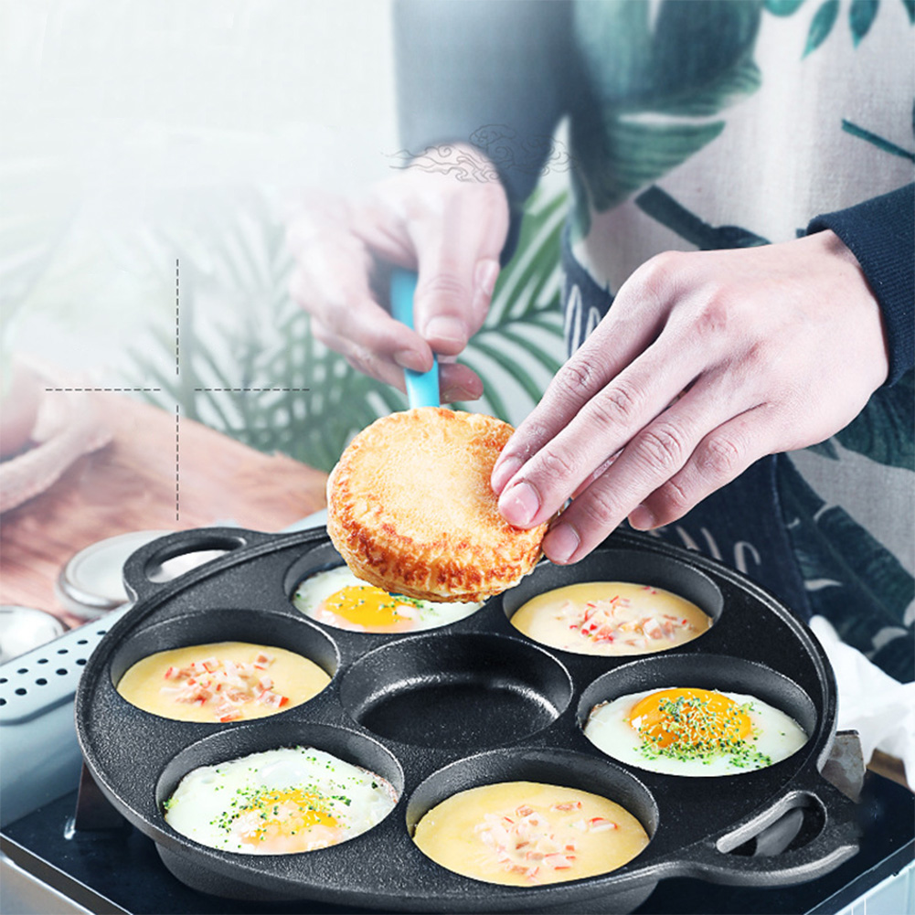Crepe Pan Nonstick - 7-gaats braadpan gietijzeren antiaanbaklaag keuken kookpan